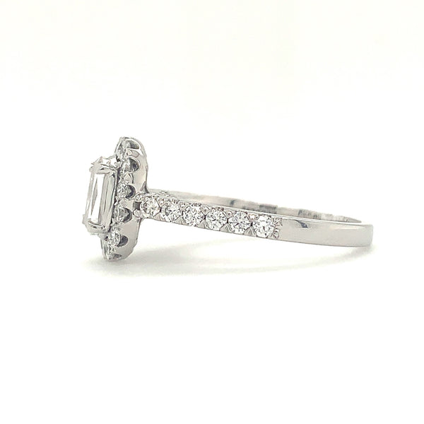 0.61ctw Center Christopher Designs Halo L'amour Crisscut Ring, 18K W.G. | Blacy's Fine Jewelers
