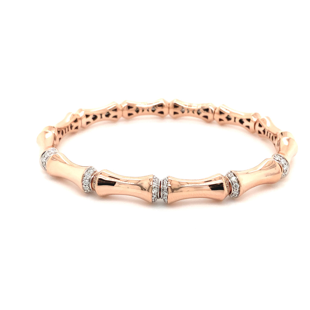 christopher designs flexi diamond memory cuff collection 14 kt rose gold bamboo design