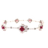 straight line ruby and diamond halo bracelet set in 18k white gold