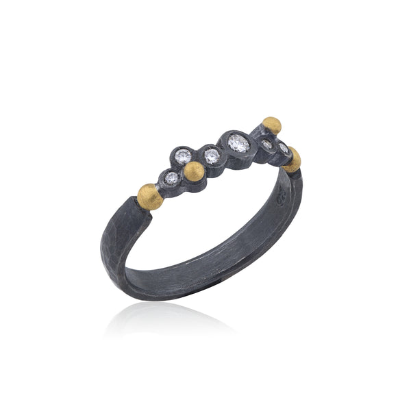 lika behar dylan stackable half band with diamonds 24k gold and oxidized silver