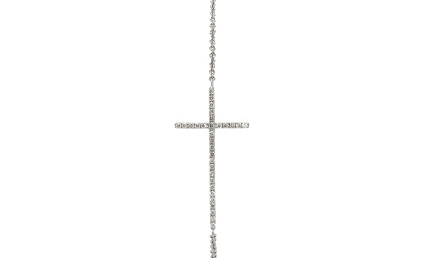 diamond sideways cross bracelet 18 karat white gold 0.18 ctw