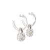 diamond drop halo earrings on huggie 18k white gold 1.60 cts. t.w.
