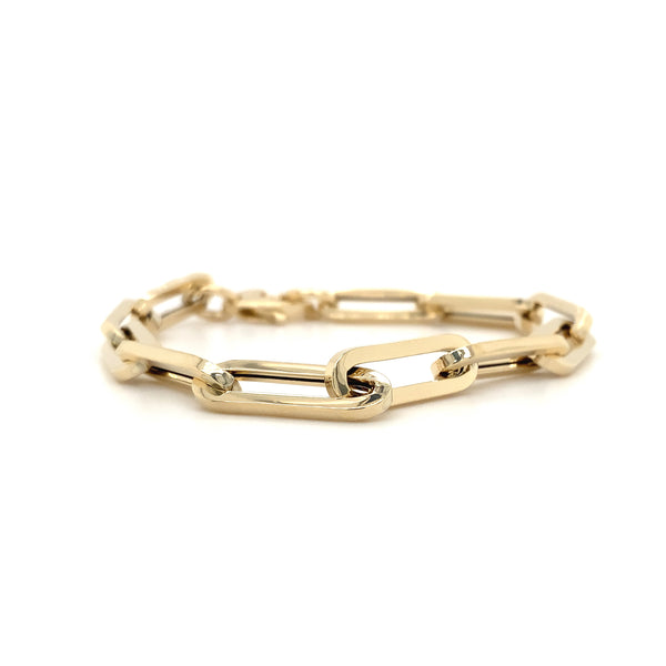 royal chain paper clip link 14 karat gold bracelet 7.5 " with lobster clasp links are 19 mm x 6 mm