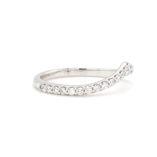 stackable diamond band "v" shaped in 14 kt white gold 0.33 cts t.w.