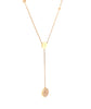 paved lariat round double sided necklace 14 karat yellow gold w/adjustable chain