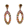 multi colored tourmaline and diamond oval shaped drop earrings in oxidized sterling silver