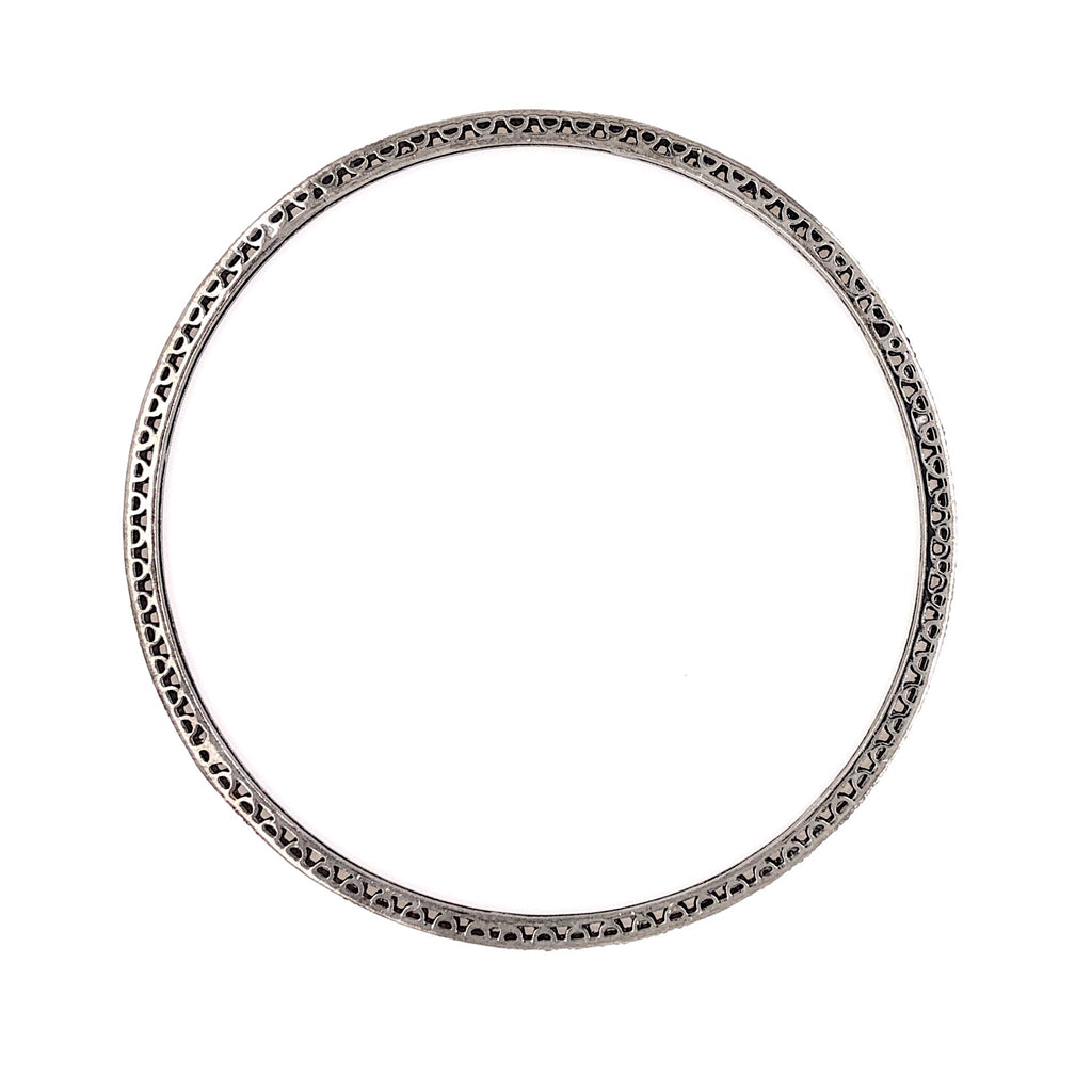 thin classic stackable salt and pepper diamond bangle 0.80 ctw oxidized silver
