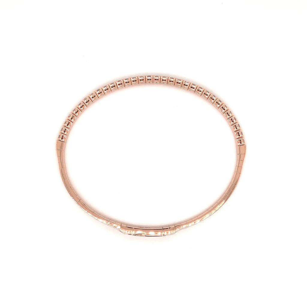 flexi single row  diamond tennis bracelet 1.38 carats t.w. set in 14k rose gold.