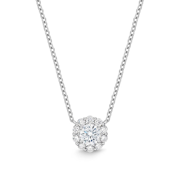 Memoire Diamond Blossom Collection Pendant 11 Round Brilliant Diamonds Equal 1.01ctw 18K White Gold | Blacy's Fine Jewelers