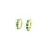 David Kord Bezel Set Emerald Cut Gem Quality Emerald Small Hoops Earring Set in