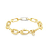 Paperclip Chain Link With Pave Diamond Set in 14 kt Yellow Gold Bracelet