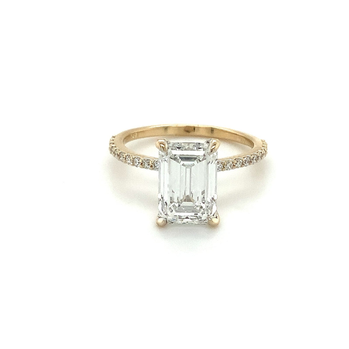 Lab Grown Emerald Cut Diamond Engagement Ring Set in 14K Yellow Gold ...