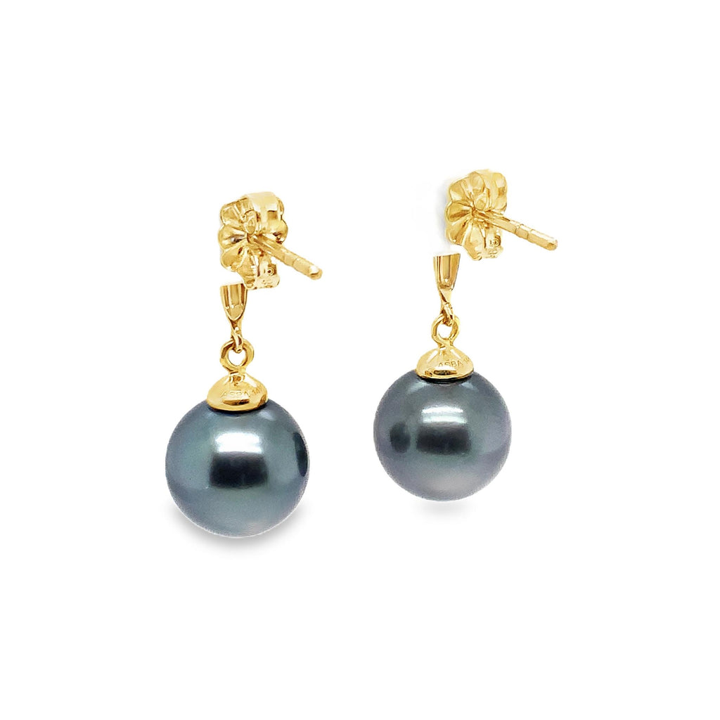 ASBA Collection Black Tahitian Pearl Earring set in 14K Yellow Gold