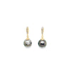 ASBA Collection Black Tahitian Pearl And Diamond Earring set in 14K Yellow Gold