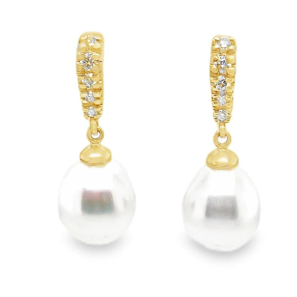 ASBA Collection South Sea Pearl And Diamond Earring set in 14K Yellow Gold