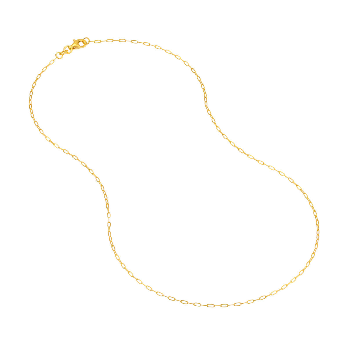 Paper Clip Chain 1.30mm 14k Yellow Gold with Pear Shape Lobster Lock ...