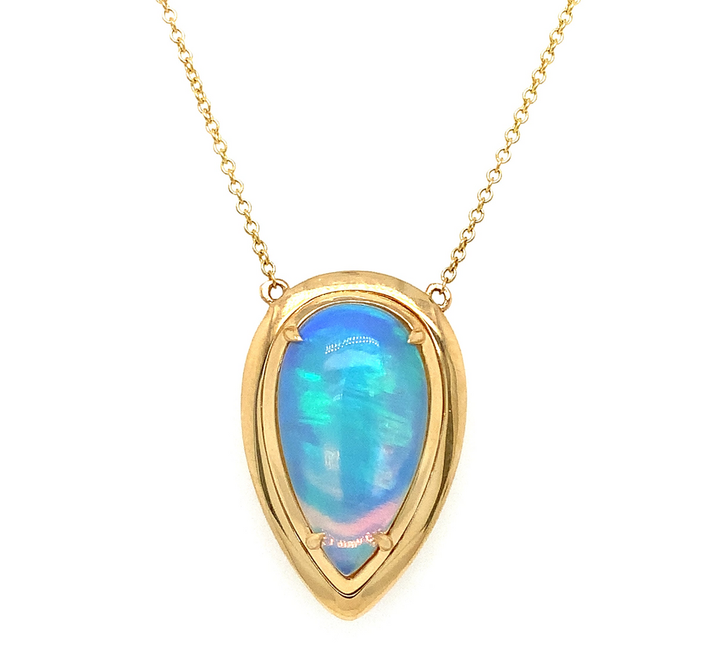 David Kord Collection Natural Ethiopian Opal Necklace set in 18K