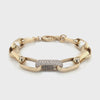 Paperclip Chain Link With Pave Diamond Set in 14 kt Yellow Gold Bracelet