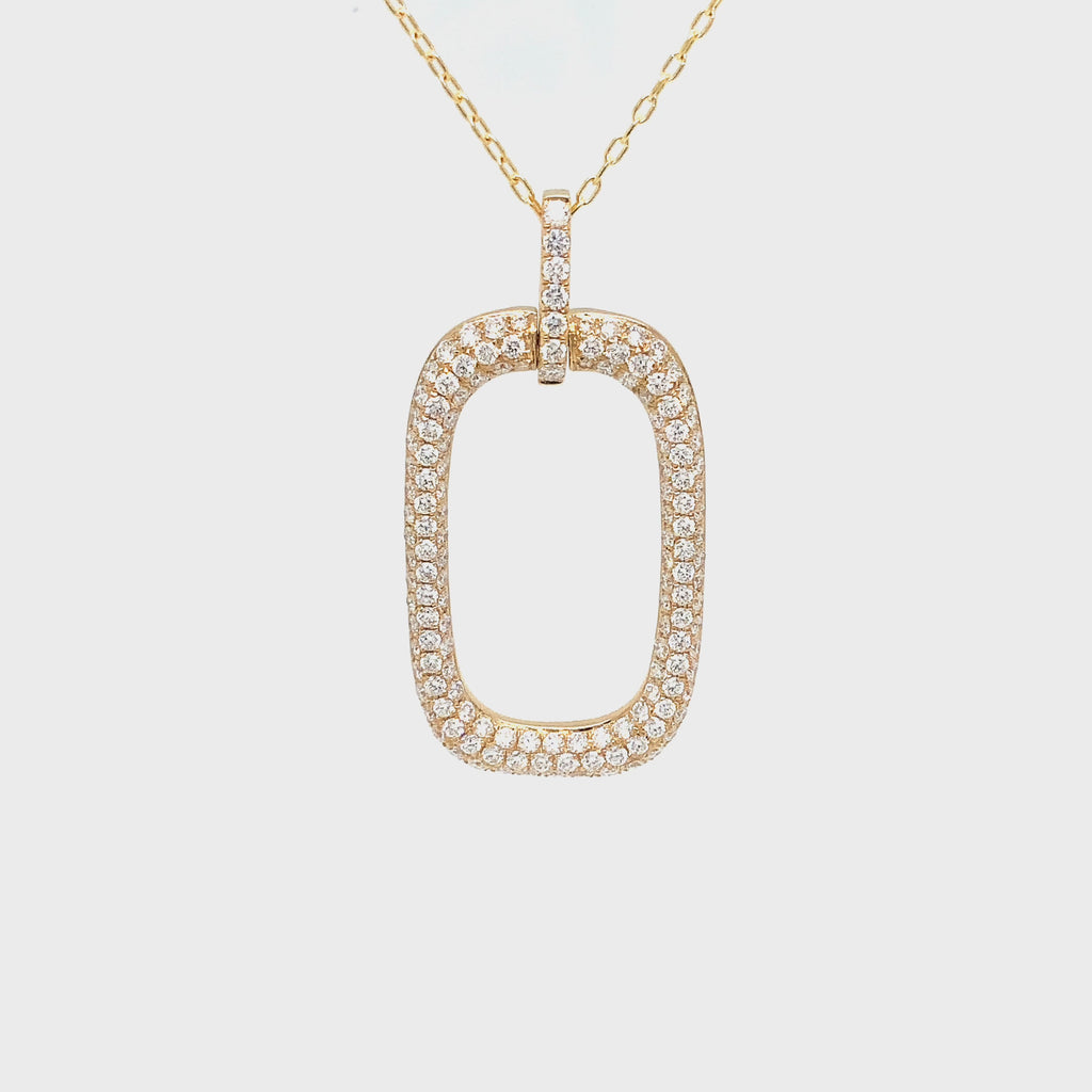 Afarin Pave Cushion Shaped Diamond Pendant in 18K Yellow Gold 1.67 cts t.w.