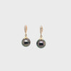 ASBA Collection Black Tahitian Pearl And Diamond Earring set in 14K Yellow Gold