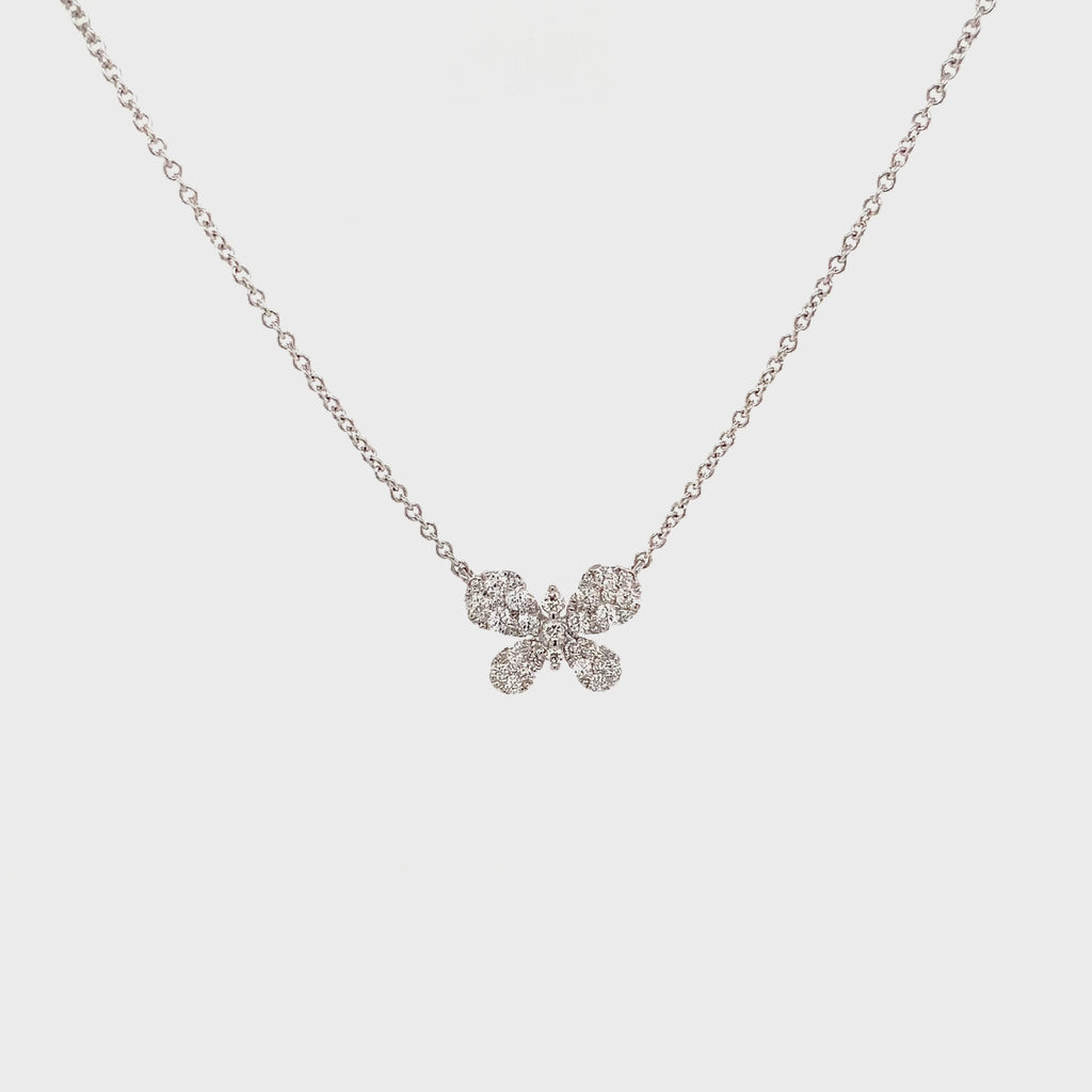 Afarin Collection Butterfly Diamond Necklace in 18KT White Gold