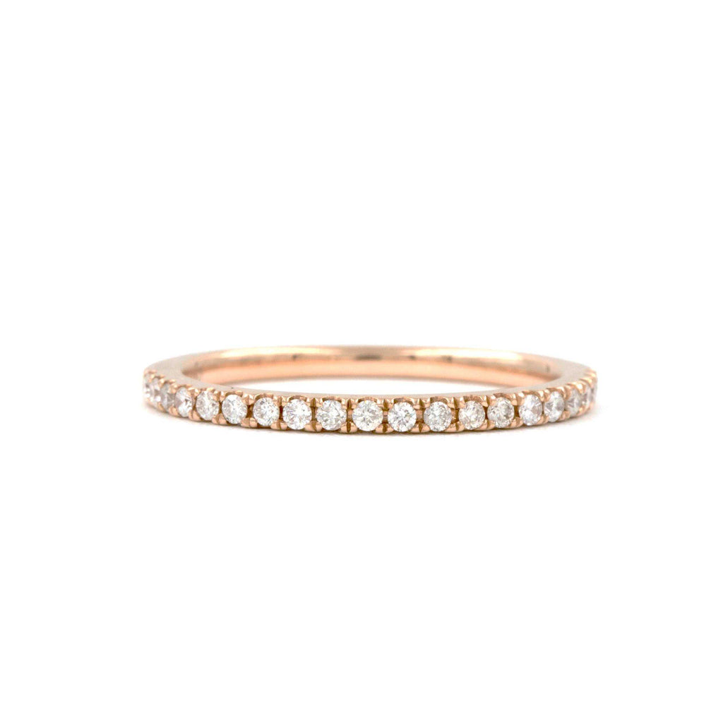stackable petite prong diamond wedding band 14k rose gold 0.25 cts t.w.