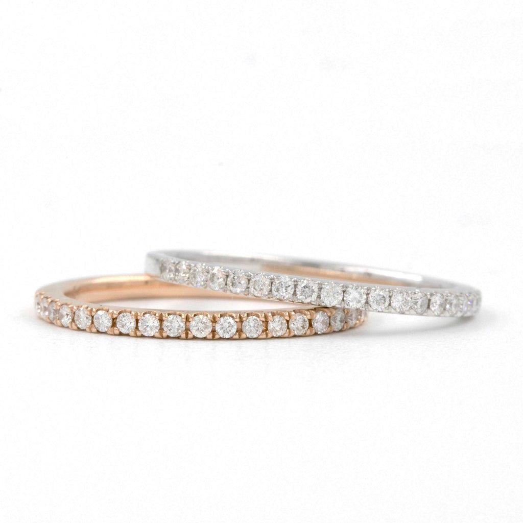 stackable petite prong diamond wedding band 14k rose gold 0.25 cts t.w.