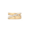 estenza contemporary four row diamond band matt finish with two rows of diamonds  14 kt white and yellow gold