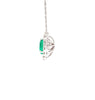 heart shaped emerald and diamond necklace in 18 kt white gold.