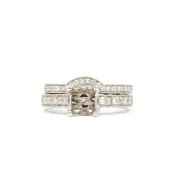 diamond semi mounting wedding set mounting equals .55 ctw band  0.20 ctw 14k white gold