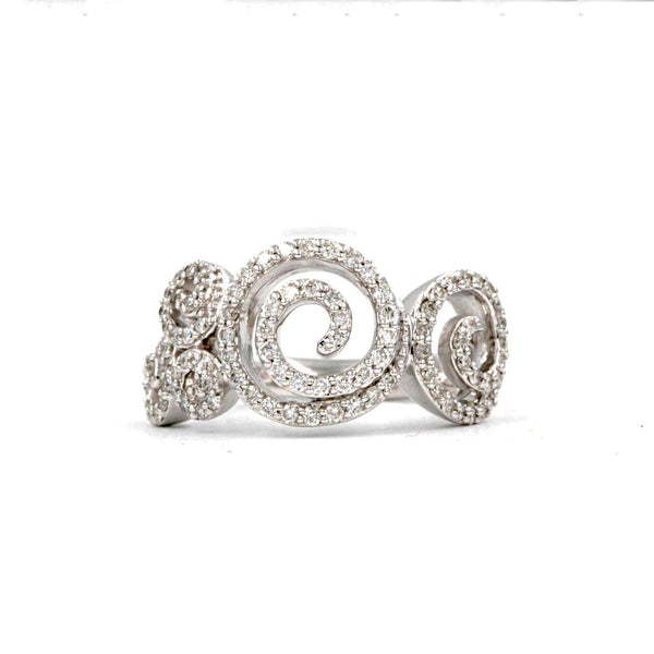 swirl round brilliant cut diamond right hand ring 14k white gold