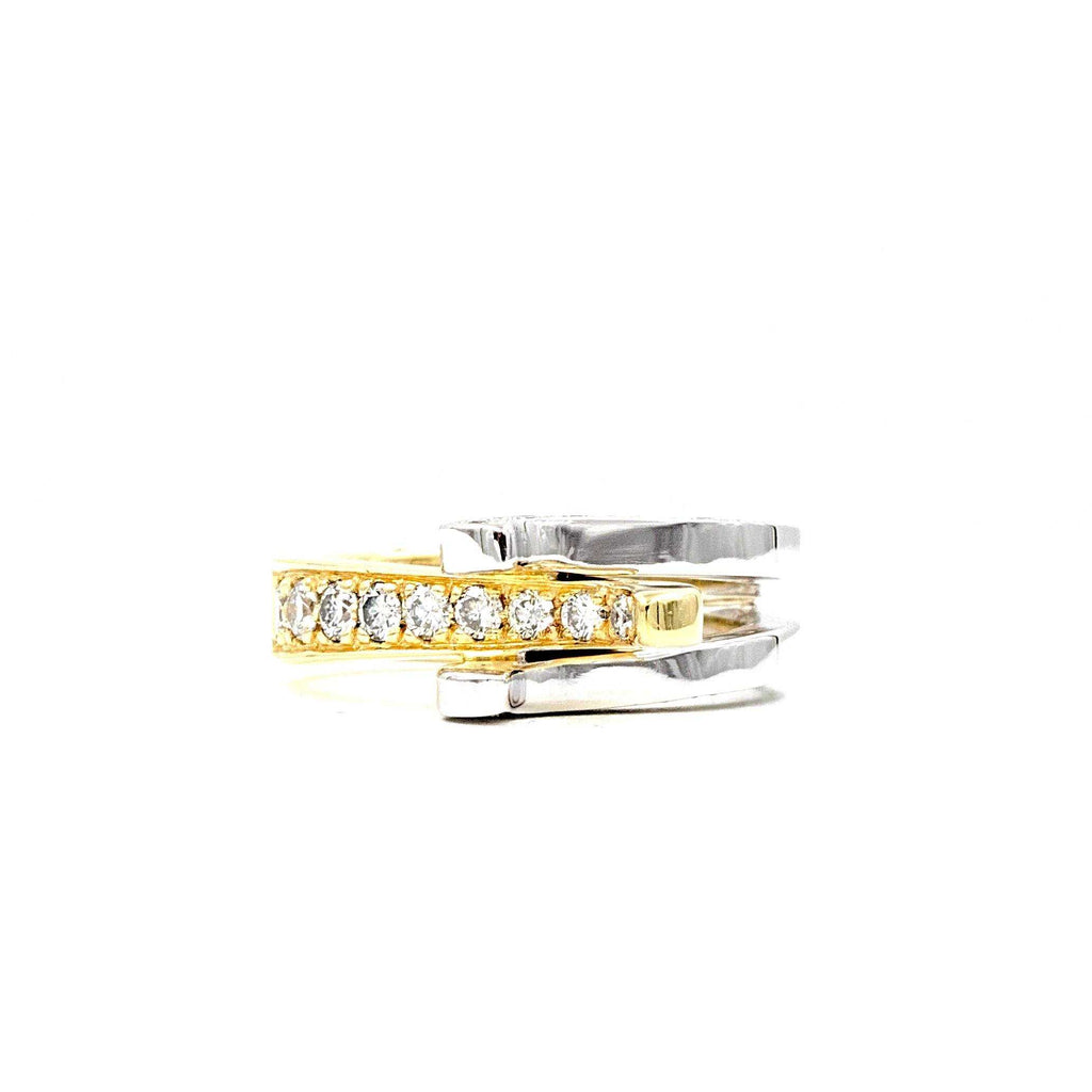 engagement ring for trillion cut diamond mounting 31 round brilliant diamond equals 0.95ctw 14k white and yellow gold