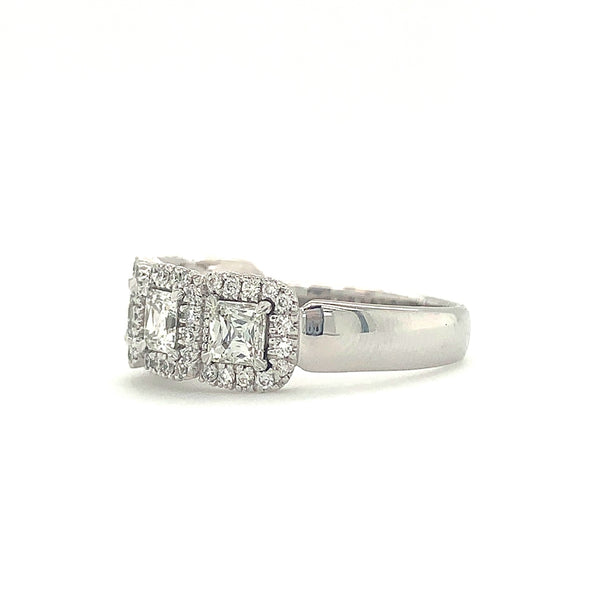 christopher designs crisscut® asscher cut 5 stone halo diamond band 18k white gold 1.62 cts t.w.