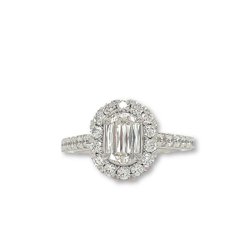 0.61ctw Center Christopher Designs Halo L'amour Crisscut Ring, 18K W.G. | Blacy's Fine Jewelers