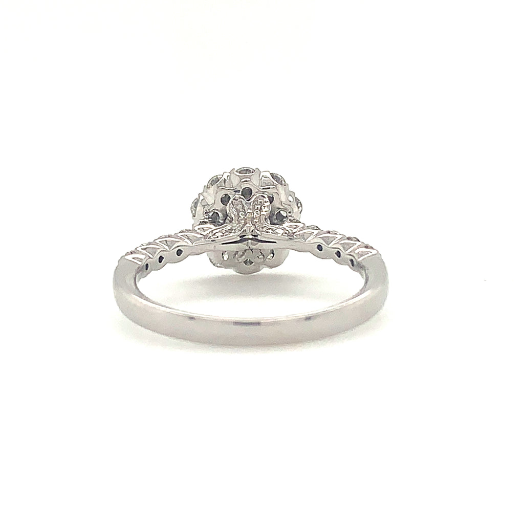 0.75ct Christopher Designs Round Crisscut Halo Diamond Ring, 18K White Gold | Blacy's Fine Jewelers