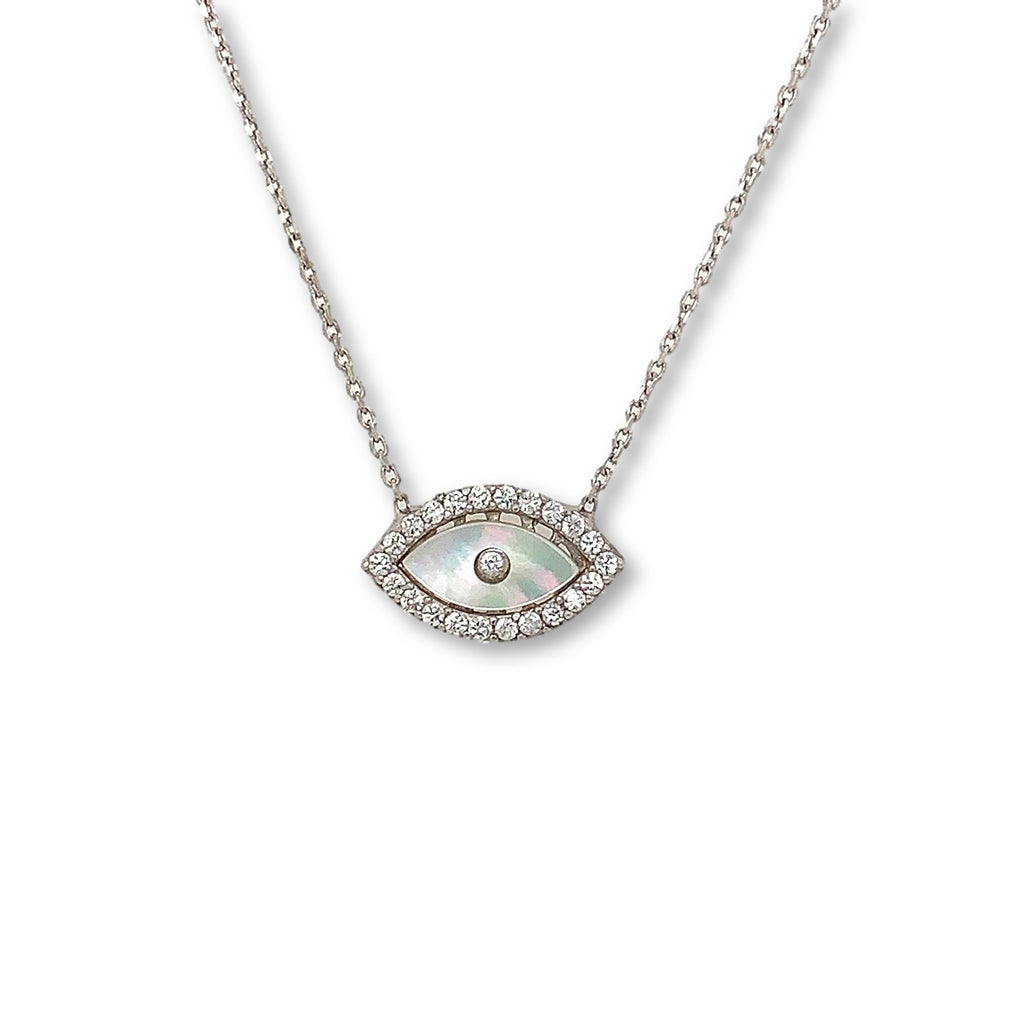 evil eye mother of pearl cz pendant