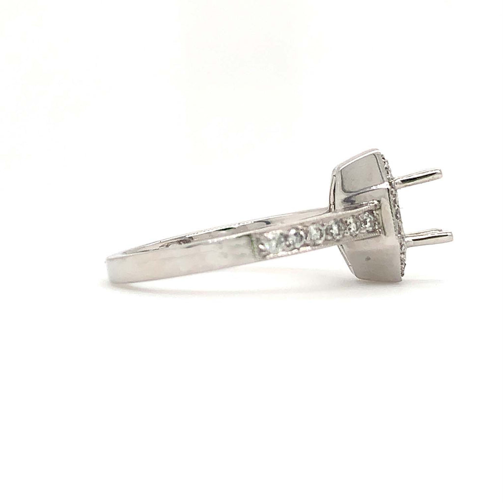 14K White Gold Octagon Halo Semi Mounting .27ctw of Diamonds | Blacy's Fine Jewelers