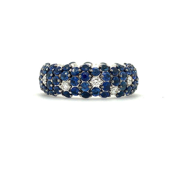 zydo italy blue sapphire 3.95ctw and diamonds 0.36ctw expandable stretch band design