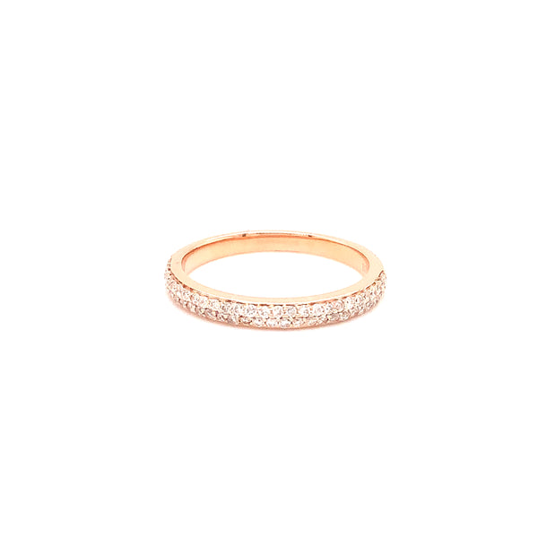 stackable pavé two row diamond band in 14k rose gold 0.40ctw