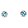 aquamarine and diamond halo earrings in 14 kt white gold