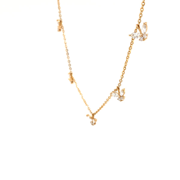 butterfly diamond necklace set in 18k yellow gold 0.82 cts t.w.