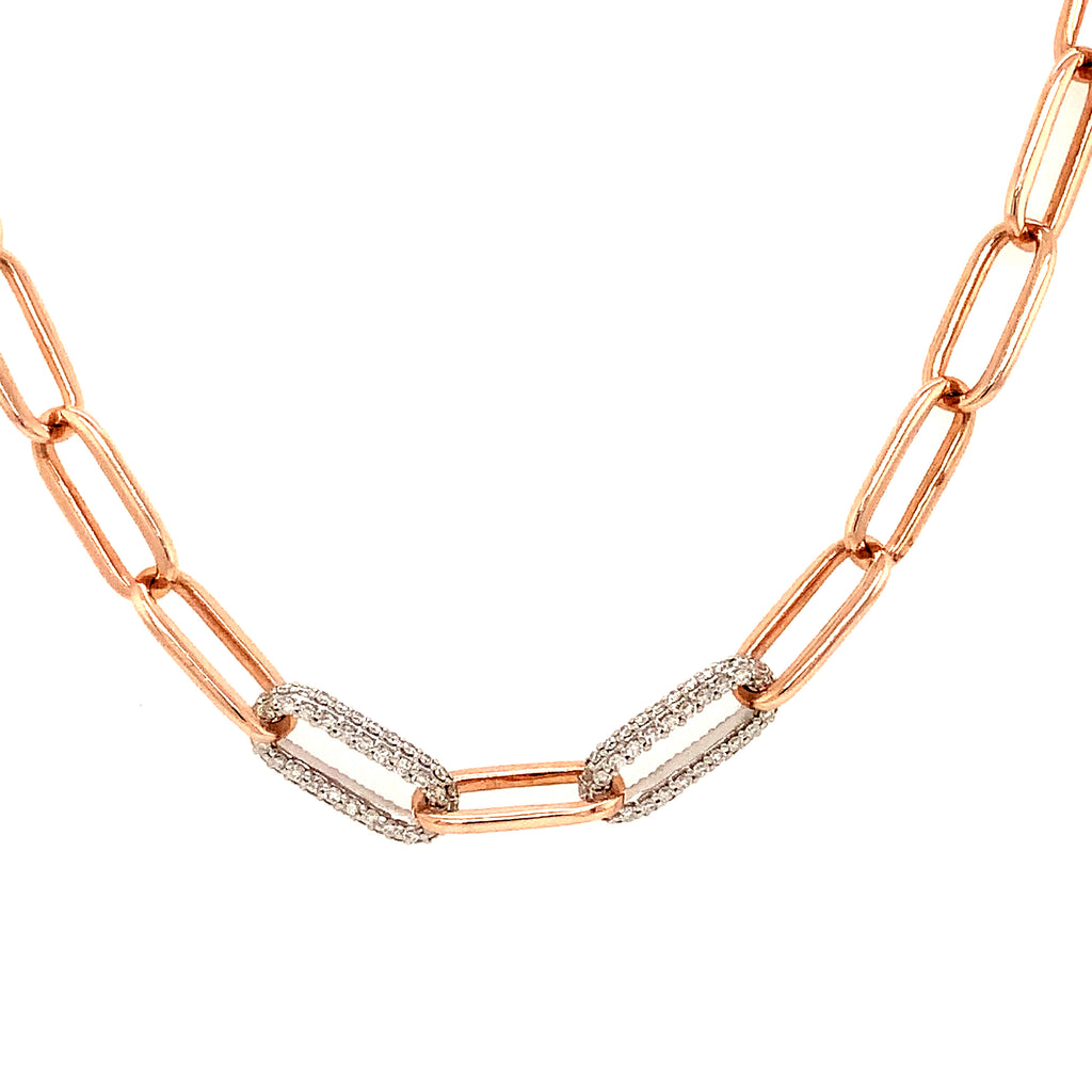 Paperclip Necklace with Elongated Forzatina Chain - Bronzallure