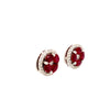 oval burmese ruby and diamond cluster pierced earrings 18k white gold