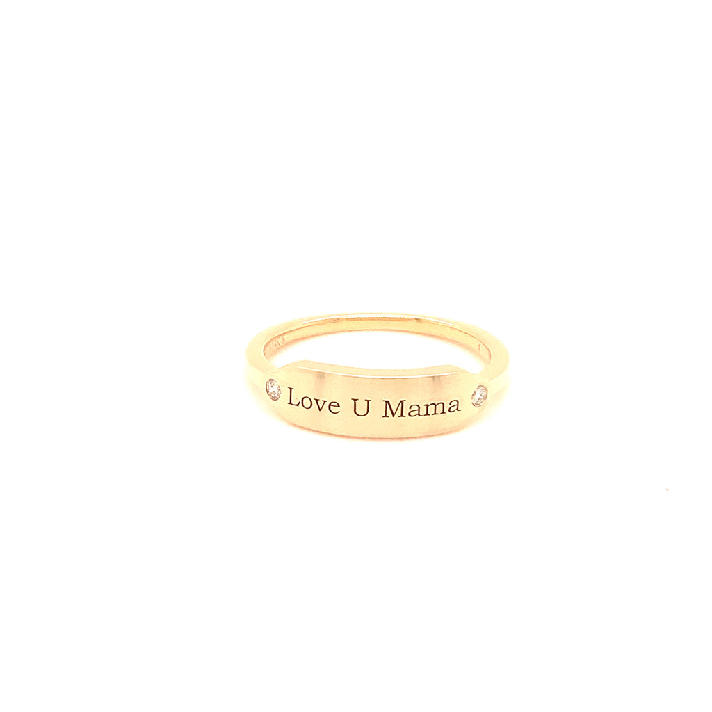 love "u" mama 14 kt yellow gold and diamond  engraved mother's day ring