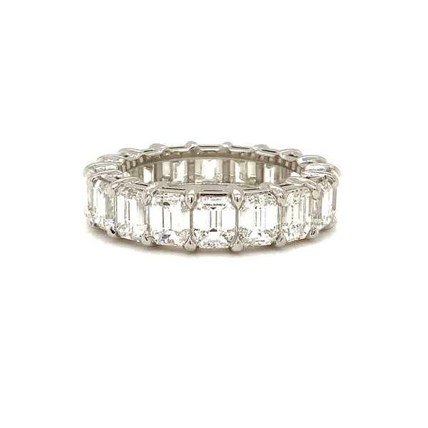 emerald cut diamond stackable eternity band hand made in platinum 8 carats t.w.