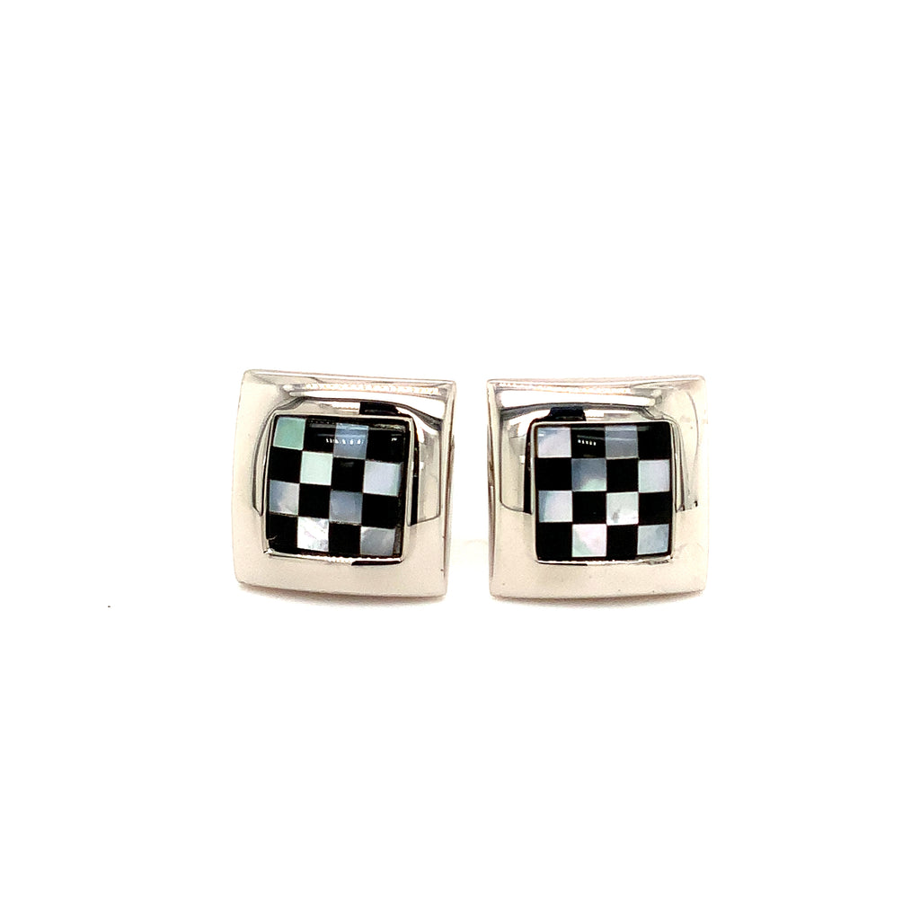 dolan & bullock mother of pearl and black onyx inlaid mother of pearl cufflinks and tuxedo bottom set