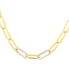pavé diamond paperclip necklace 18k yellow and white gold 2.38  cts. tw. 16.5 inches long