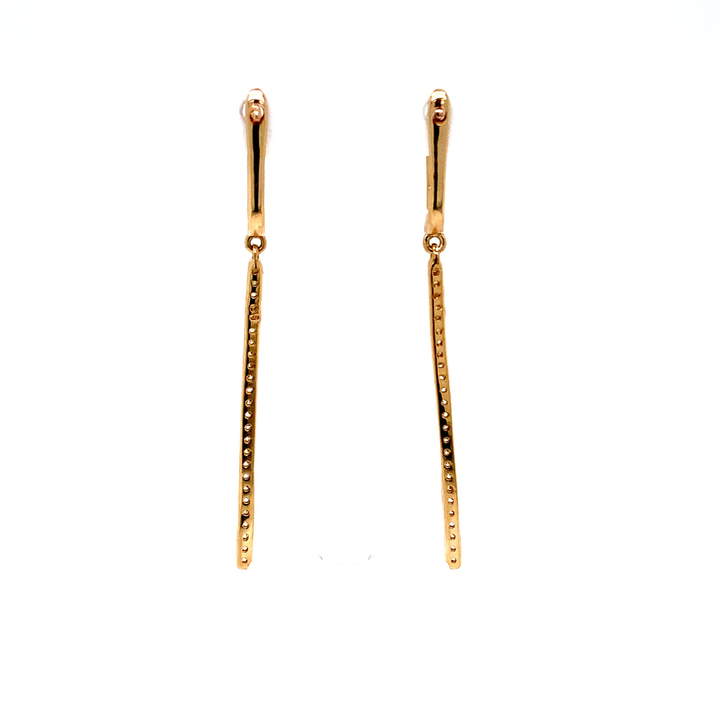 long modern linear diamond drop earrings set in 14k yellow gold t.w. 0.47