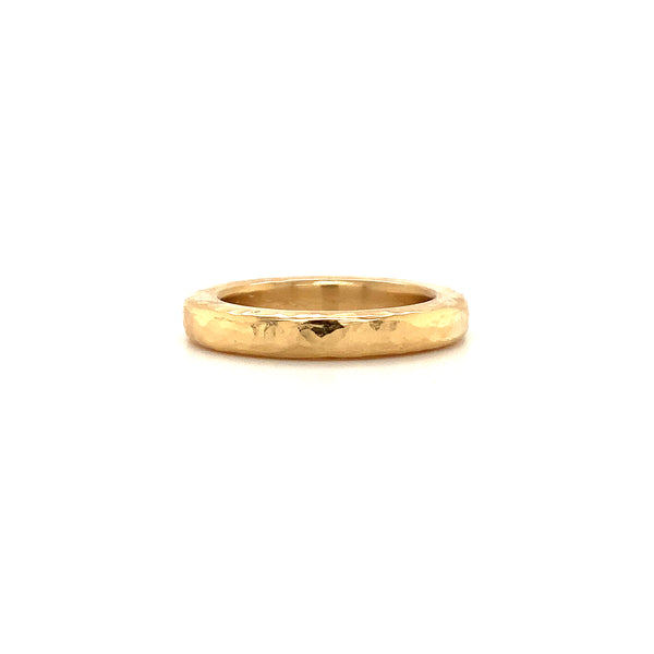 hammered finish solid 18k yellow gold wedding band