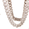 sterling silver 22" cz chain with baguettes and brilliants paved in a curb link 12 mm wide